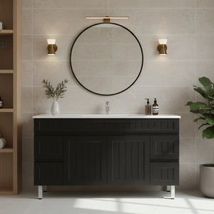 CETO ACACIA SHAKER MATTE BLACK 1500MM SINGLE BOWL FLOOR STANDING VANITY