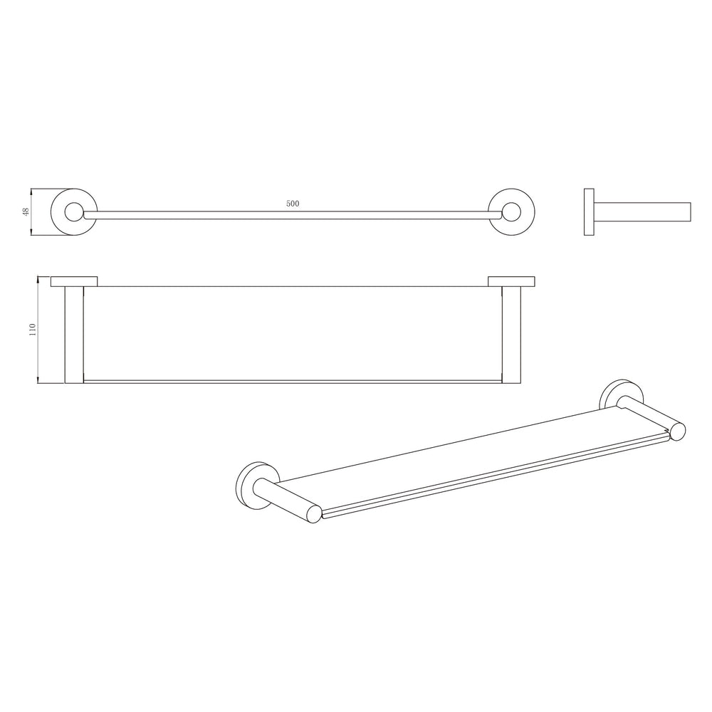 AMOZA SHOWER SHELF BRUSHED GOLD