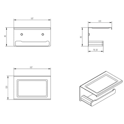 OSKAR PAPER HOLDER 187MM BRUSHED NICKEL