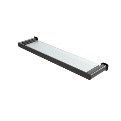 OSKAR METAL AND GLASS SHELF 600MM GUN METAL