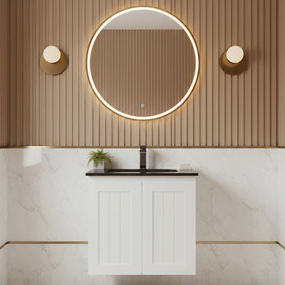 CETO ACACIA SHAKER MATTE WHITE 600MM SINGLE BOWL WALL HUNG VANITY