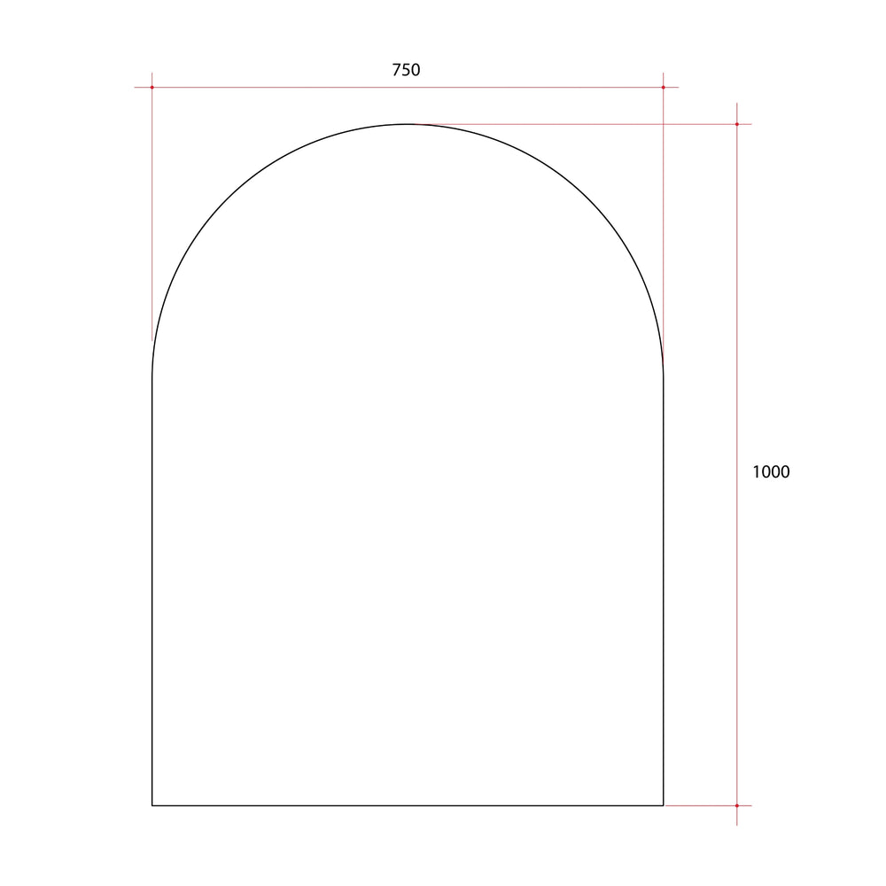 THERMOGROUP ABLAZE ARCH SHAPE MIRROR GLUE-TO-WALL WITH DEMISTER 750X1000MM