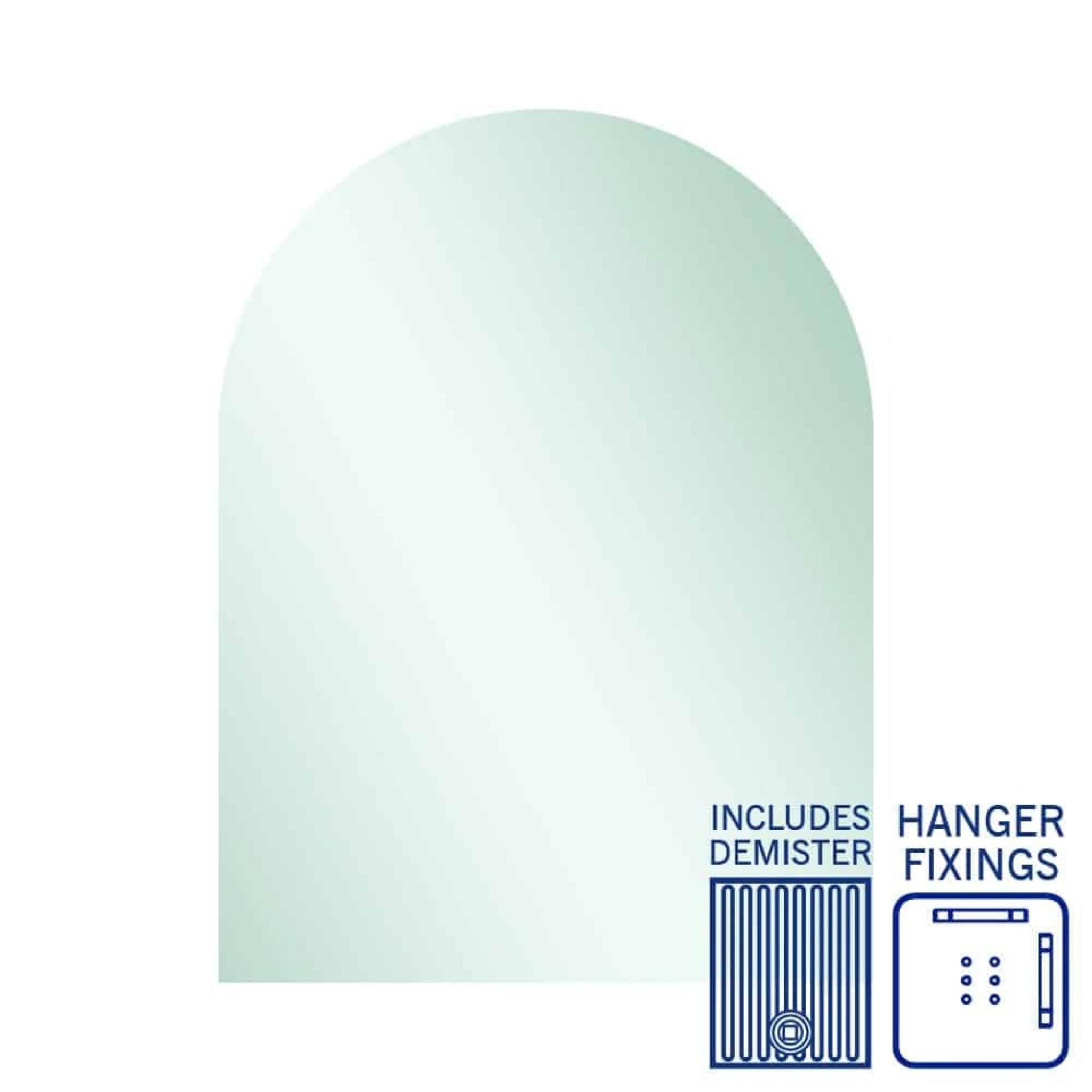THERMOGROUP ABLAZE ARCH SHAPE MIRROR WITH HANGERS INCLUDING DEMISTER 750X1000MM