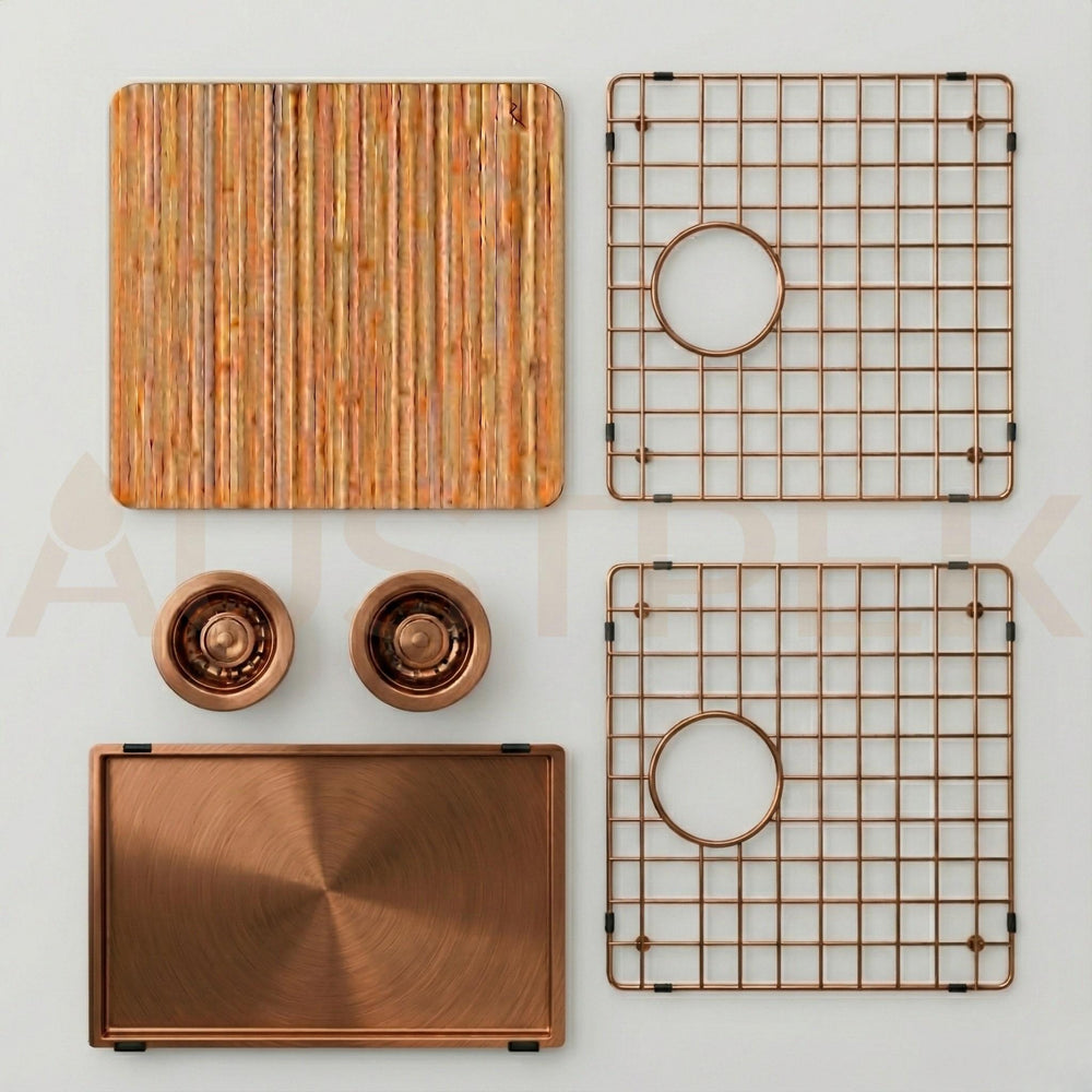 OLIVERI SPECTRA DOUBLE BOWL KITCHEN SINK COPPER 780MM