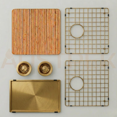 OLIVERI SPECTRA DOUBLE BOWL KITCHEN SINK BRUSHED GOLD 780MM