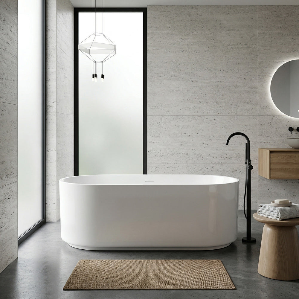 ATTICA CELINE FREESTANDING BATHTUB WITH OVERFLOW GLOSS WHITE 1500MM