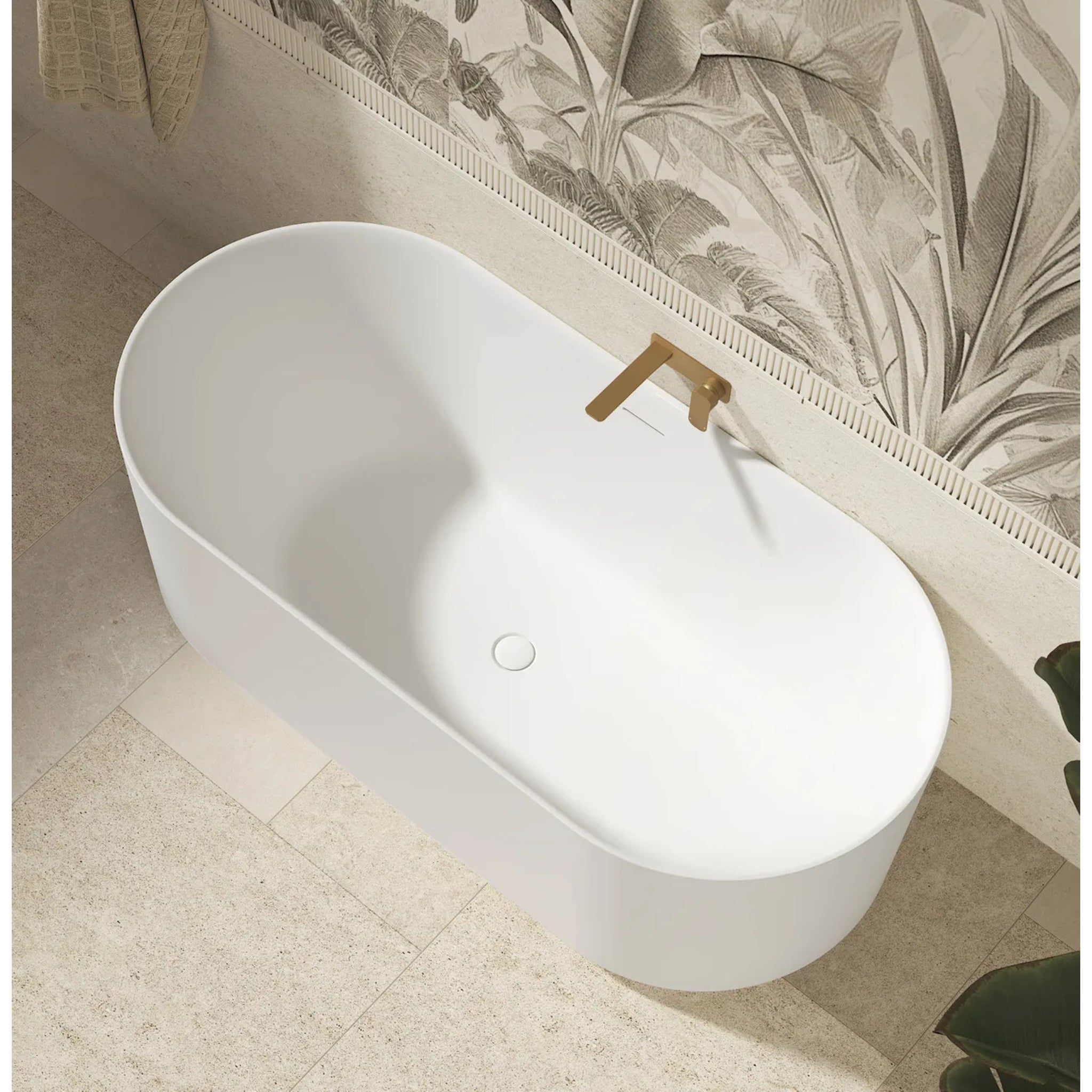ATTICA CELINE FREESTANDING BATHTUB WITH OVERFLOW MATTE WHITE 1500MM