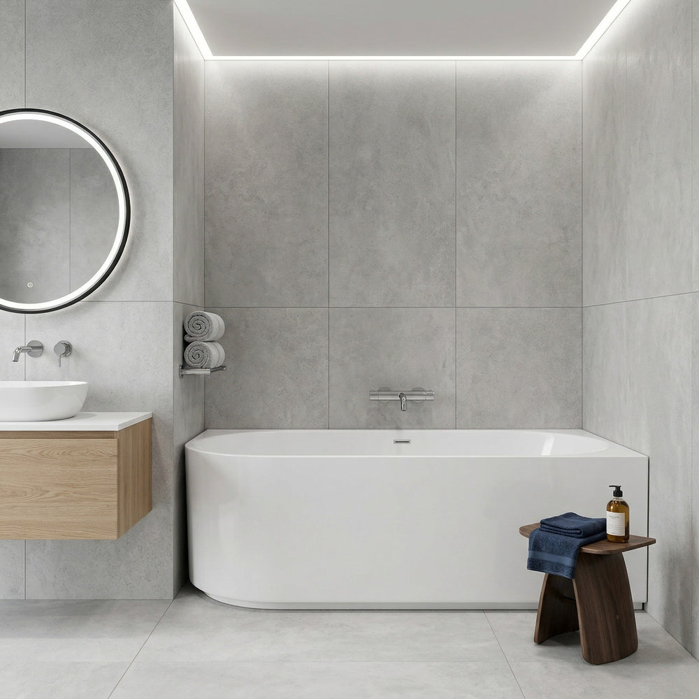 ATTICA CELINE RIGHT CORNER BATHTUB WITH OVERFLOW GLOSS WHITE (AVAILABLE IN 1500MM AND 1700MM)