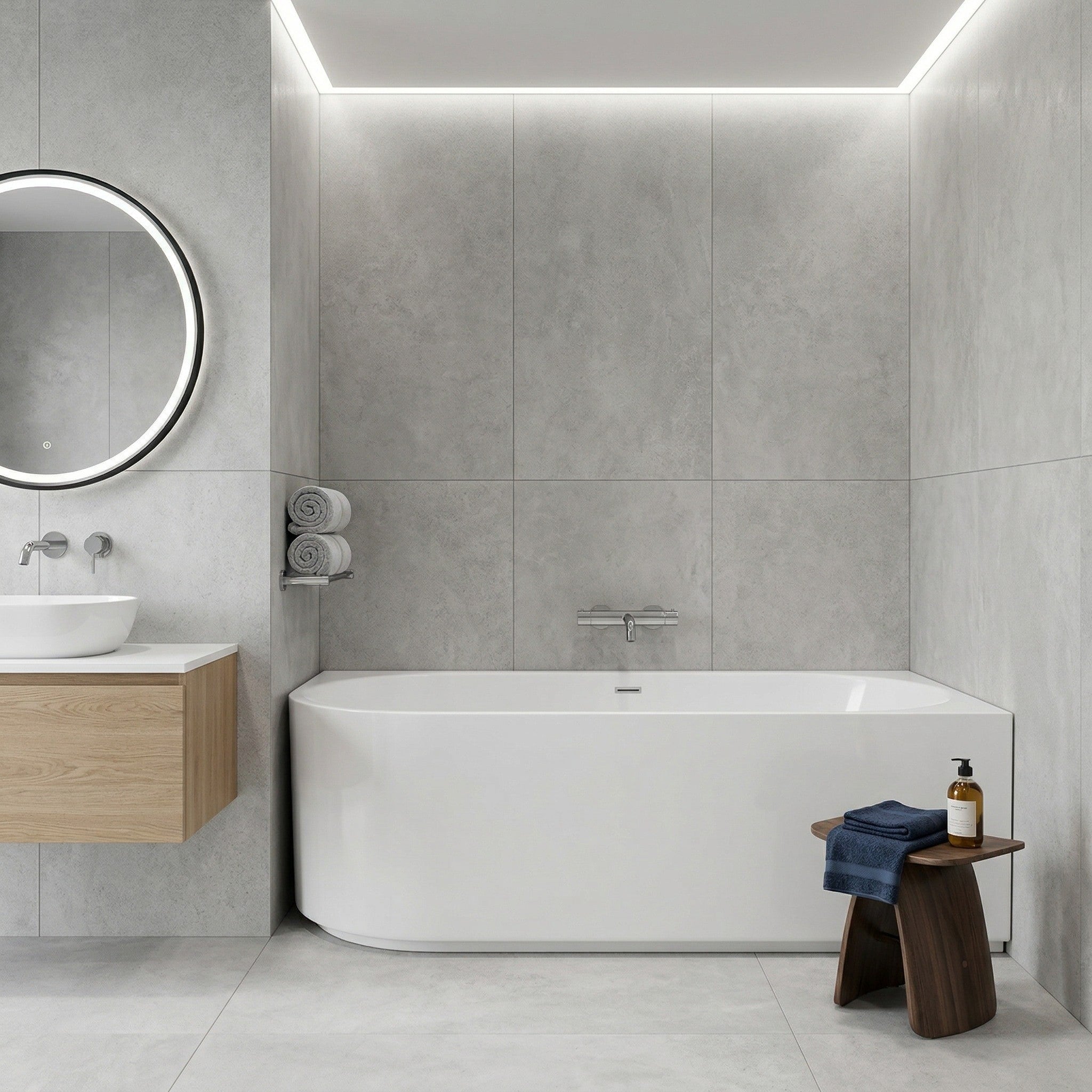 ATTICA CELINE RIGHT CORNER BATHTUB WITH OVERFLOW GLOSS WHITE (AVAILABLE IN 1500MM AND 1700MM)