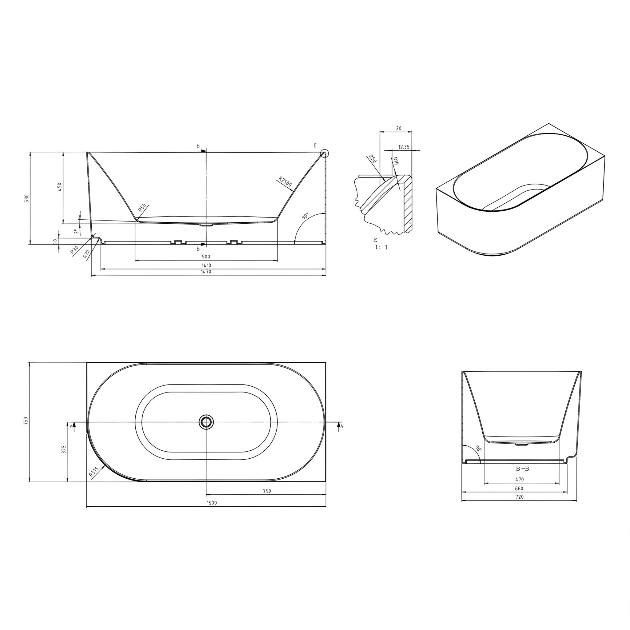 ATTICA CELINE RIGHT CORNER BATHTUB WITH OVERFLOW GLOSS WHITE (AVAILABLE IN 1500MM AND 1700MM)