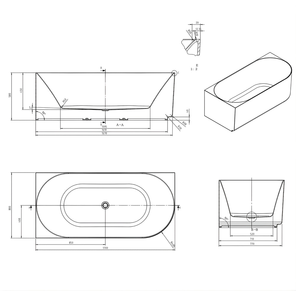 ATTICA CELINE LEFT CORNER BATHTUB WITH OVERFLOW GLOSS WHITE (AVAILABLE IN 1500MM AND 1700MM)