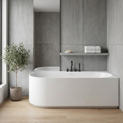 ATTICA CELINE RIGHT CORNER BATHTUB WITH OVERFLOW MATTE WHITE (AVAILABLE IN 1500MM AND 1700MM)
