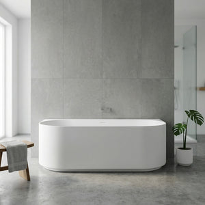 ATTICA CELINE BACK TO WALL BATHTUB WITH OVERFLOW MATTE WHITE (AVAILABLE IN 1500MM AND 1700MM)