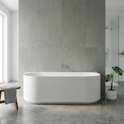 ATTICA CELINE BACK TO WALL BATHTUB WITH OVERFLOW MATTE WHITE (AVAILABLE IN 1500MM AND 1700MM)