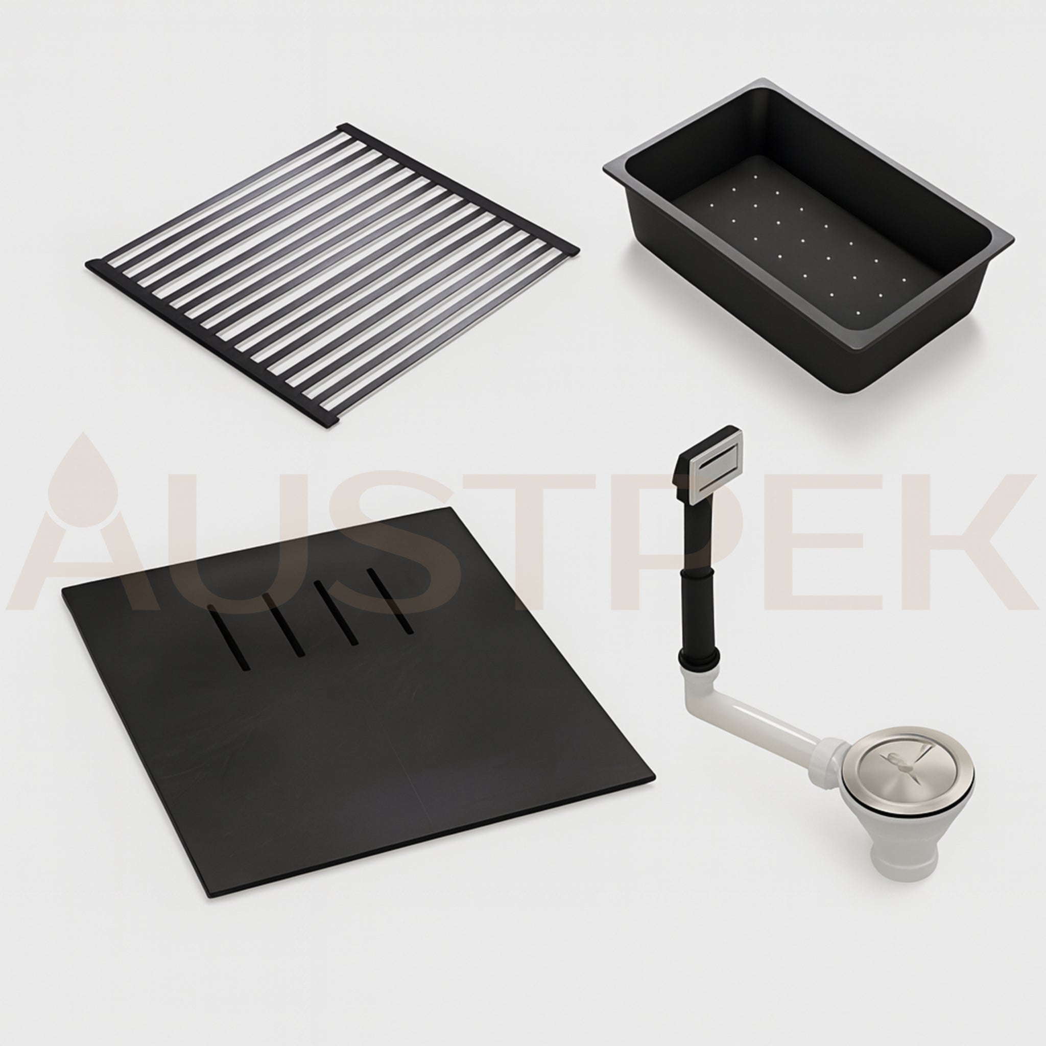 OLIVERI SANTORINI SINGLE BOWL TOPMOUNT WORKSTATION KITCHEN SINK WITH OVERFLOW MATTE BLACK 860MM