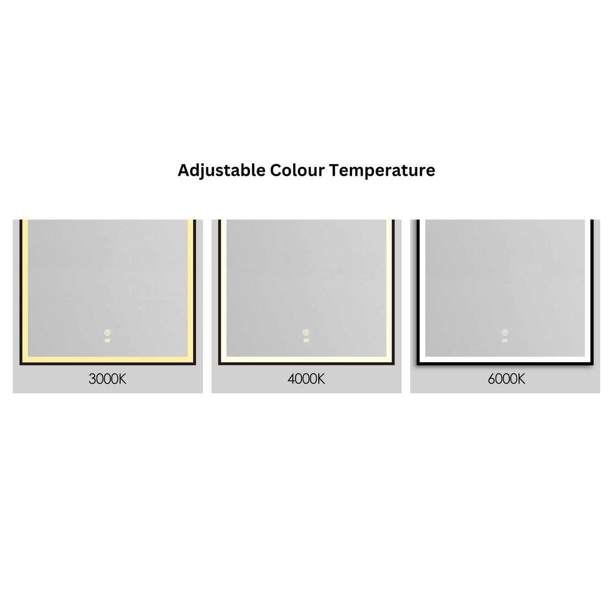 OTTI ARCHIE FRAMED LED MIRROR 3 COLOUR LIGHTS MATTE BLACK 600X900MM