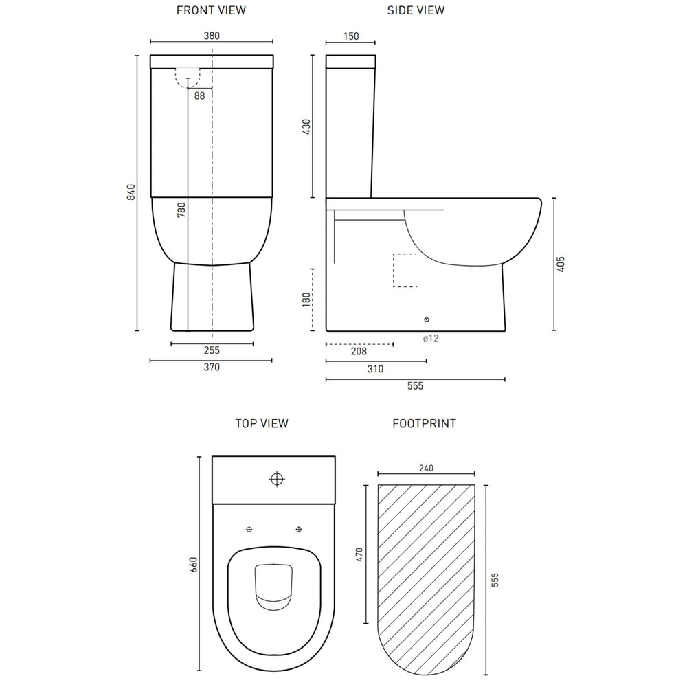 DECINA ADATTO UNIVERSAL BACK-TO-WALL TOILET SUITE GLOSS WHITE