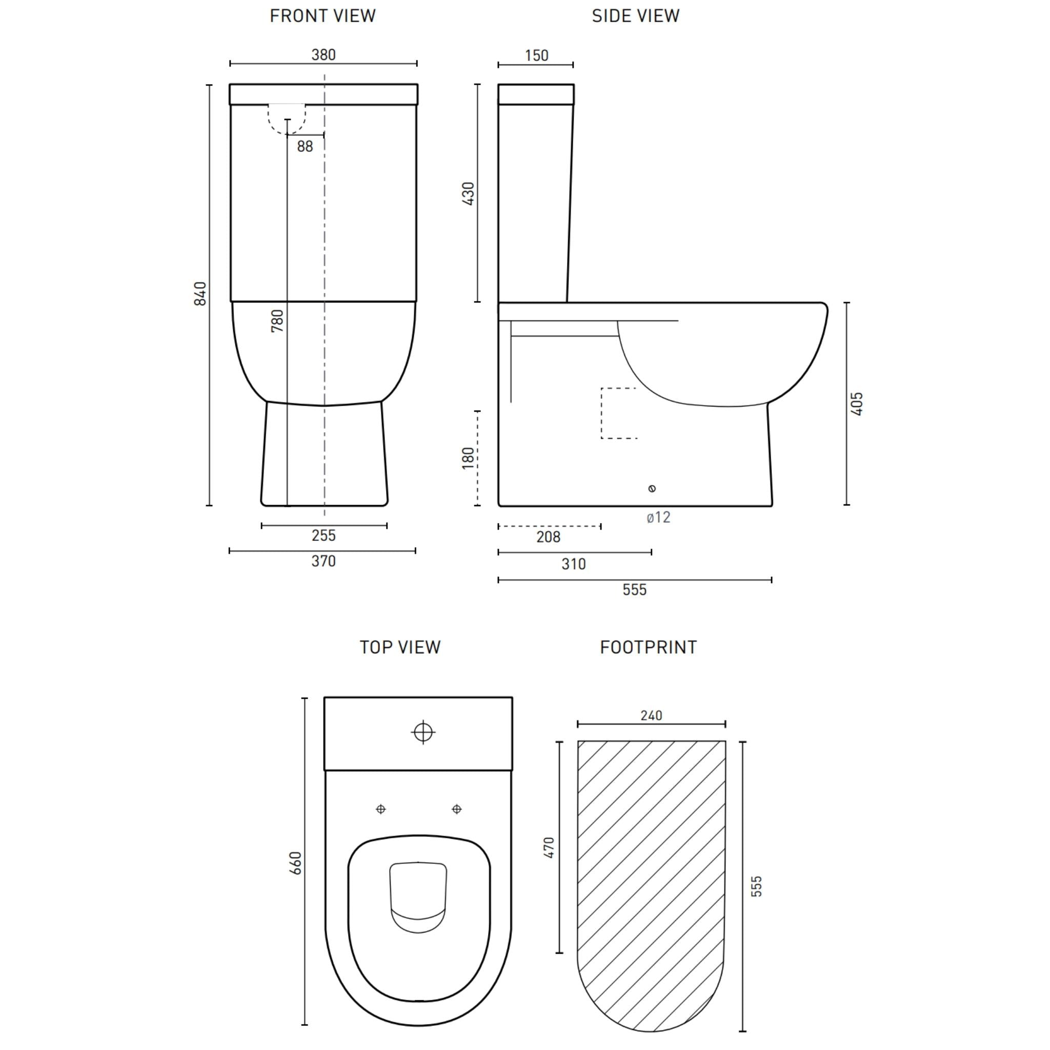 DECINA ADATTO UNIVERSAL BACK-TO-WALL TOILET SUITE GLOSS WHITE