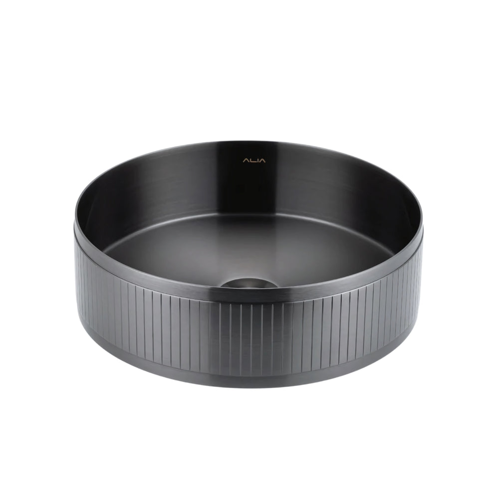 ALIA TEXTURED-SS ABOVE COUNTER BASIN STAINLESS STEEL GUNMETAL GREY 400MM