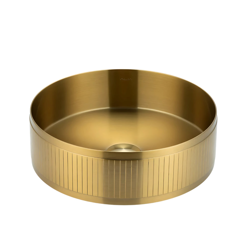 ALIA TEXTURED-SS ABOVE COUNTER BASIN STAINLESS STEEL BRUSHED GOLD 400MM