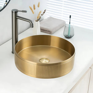 ALIA TEXTURED-SS ABOVE COUNTER BASIN STAINLESS STEEL BRUSHED GOLD 400MM