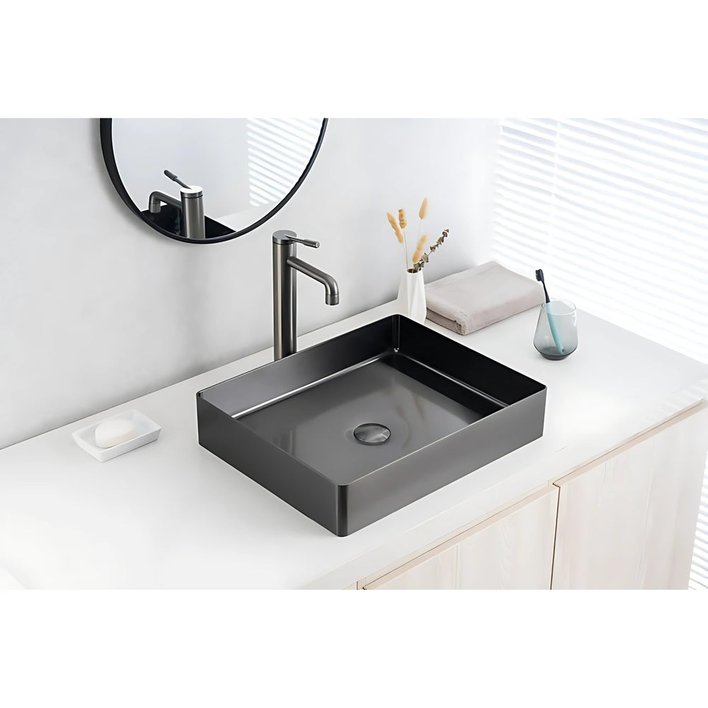 ALIA SS ABOVE COUNTER BASIN STAINLESS STEEL GUNMETAL GREY 500MM