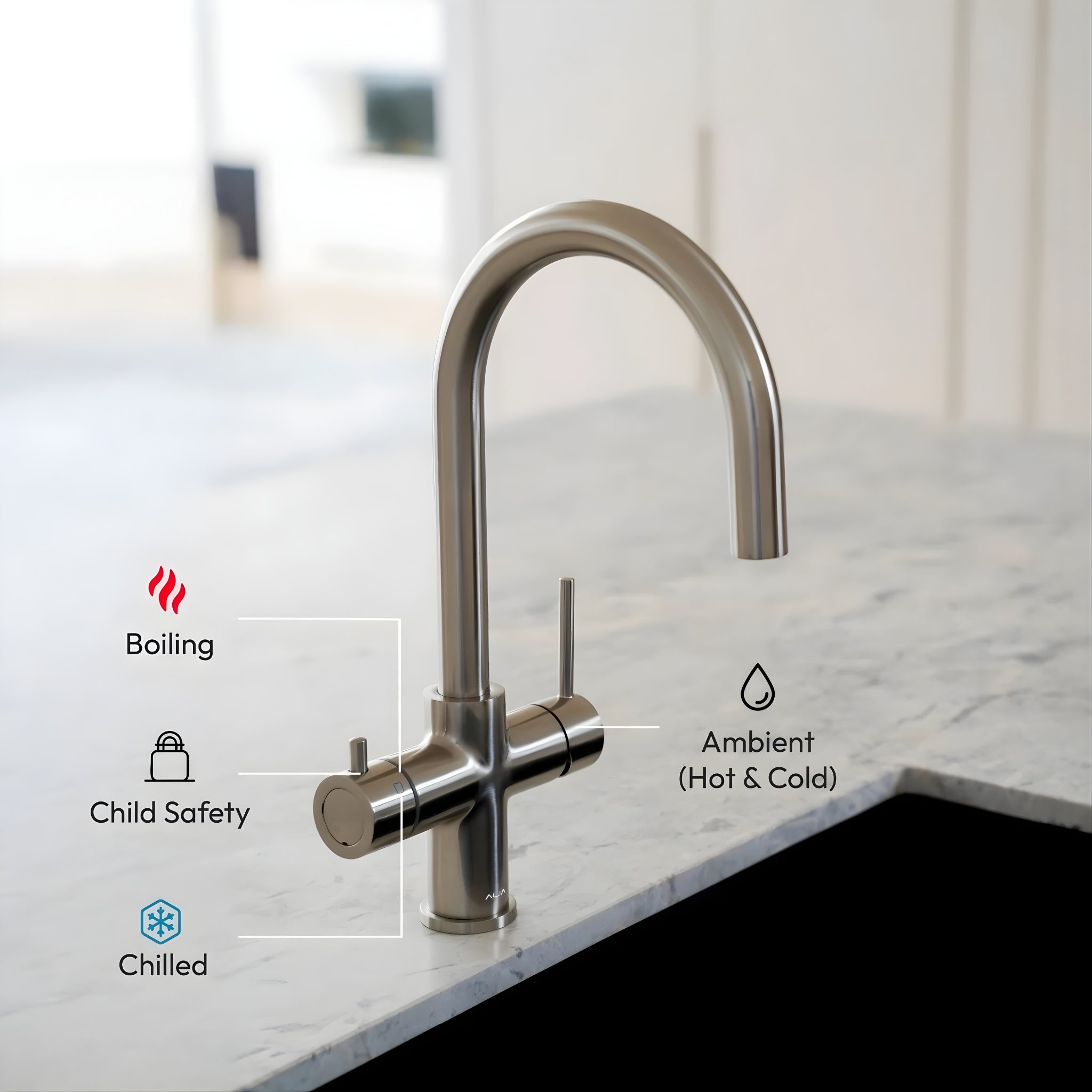 ALIA M41 LEAD FREE INSTANT HOT AND COLD FILTERED WATER TAP GUNMETAL GREY