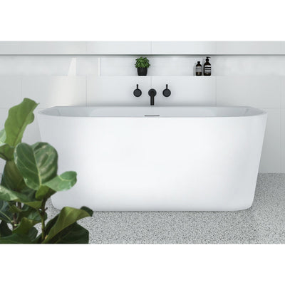 DECINA ALEGRA BACK-TO-WALL FREESTANDING BATH WITH INTEGRATED OVERFLOW GLOSS WHITE 1400MM