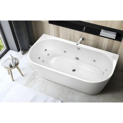 DECINA ALEGRA CONTOUR BACK-TO-WALL FREESTANDING SPA BATHTUB GLOSS WHITE (AVAILABLE IN 1500MM AND 1700MM) WITH 12-JETS