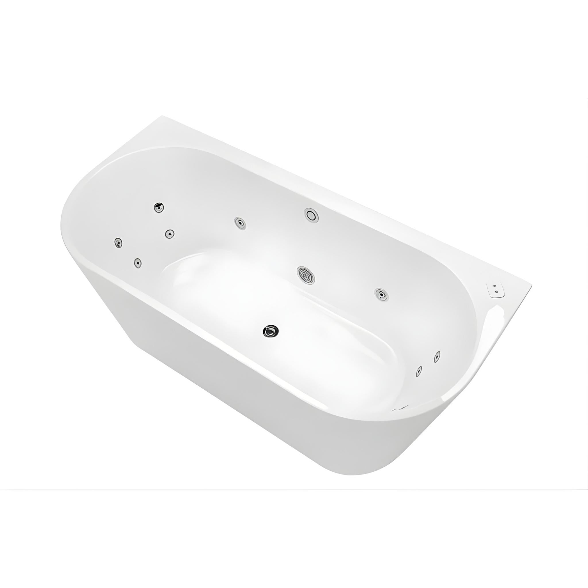 DECINA ALEGRA CONTOUR BACK-TO-WALL FREESTANDING SPA BATHTUB GLOSS WHITE (AVAILABLE IN 1500MM AND 1700MM) WITH 12-JETS