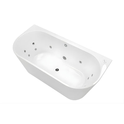 DECINA ALEGRA CONTOUR BACK-TO-WALL FREESTANDING SPA BATHTUB GLOSS WHITE (AVAILABLE IN 1500MM AND 1700MM) WITH 12-JETS