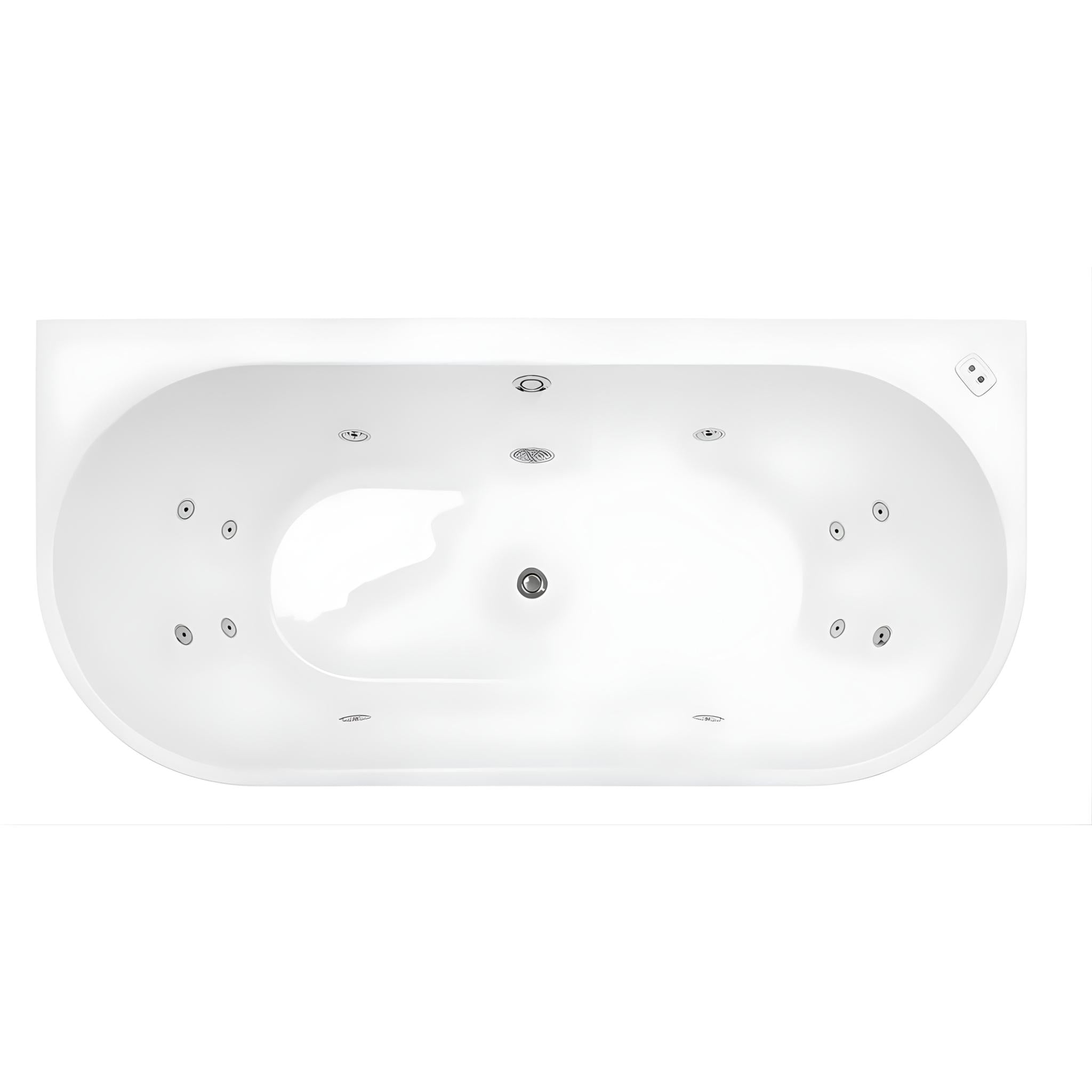 DECINA ALEGRA CONTOUR BACK-TO-WALL FREESTANDING SPA BATHTUB GLOSS WHITE (AVAILABLE IN 1500MM AND 1700MM) WITH 12-JETS