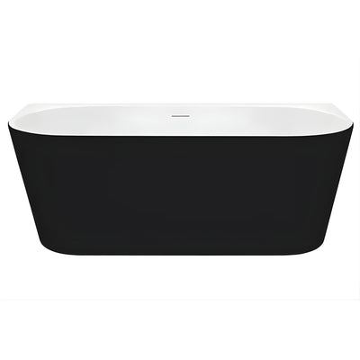 DECINA ALEGRA BACK-TO-WALL BATH WITH INTEGRATED OVERFLOW GLOSS BLACK 1700MM