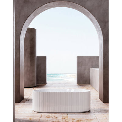 CETO ALLY GROOVE OVAL FREESTANDING BATH GLOSS WHITE (AVAILABLE IN 1500MM AND 1700MM)