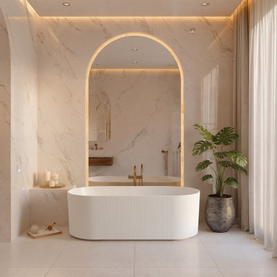 CETO ALLY GROOVE OVAL FREESTANDING BATHTUB MATTE WHITE (AVAILABLE IN 1500MM AND 1700MM)