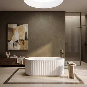 ATTICA HAVANA FLUTED FREESTANDING BATHTUB WITH INTEGRATED OVERFLOW GLOSS WHITE (AVAILABLE IN 1500MM AND 1700MM)
