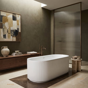 ATTICA HAVANA FLUTED FREESTANDING BATHTUB WITH INTEGRATED OVERFLOW GLOSS WHITE (AVAILABLE IN 1500MM AND 1700MM)