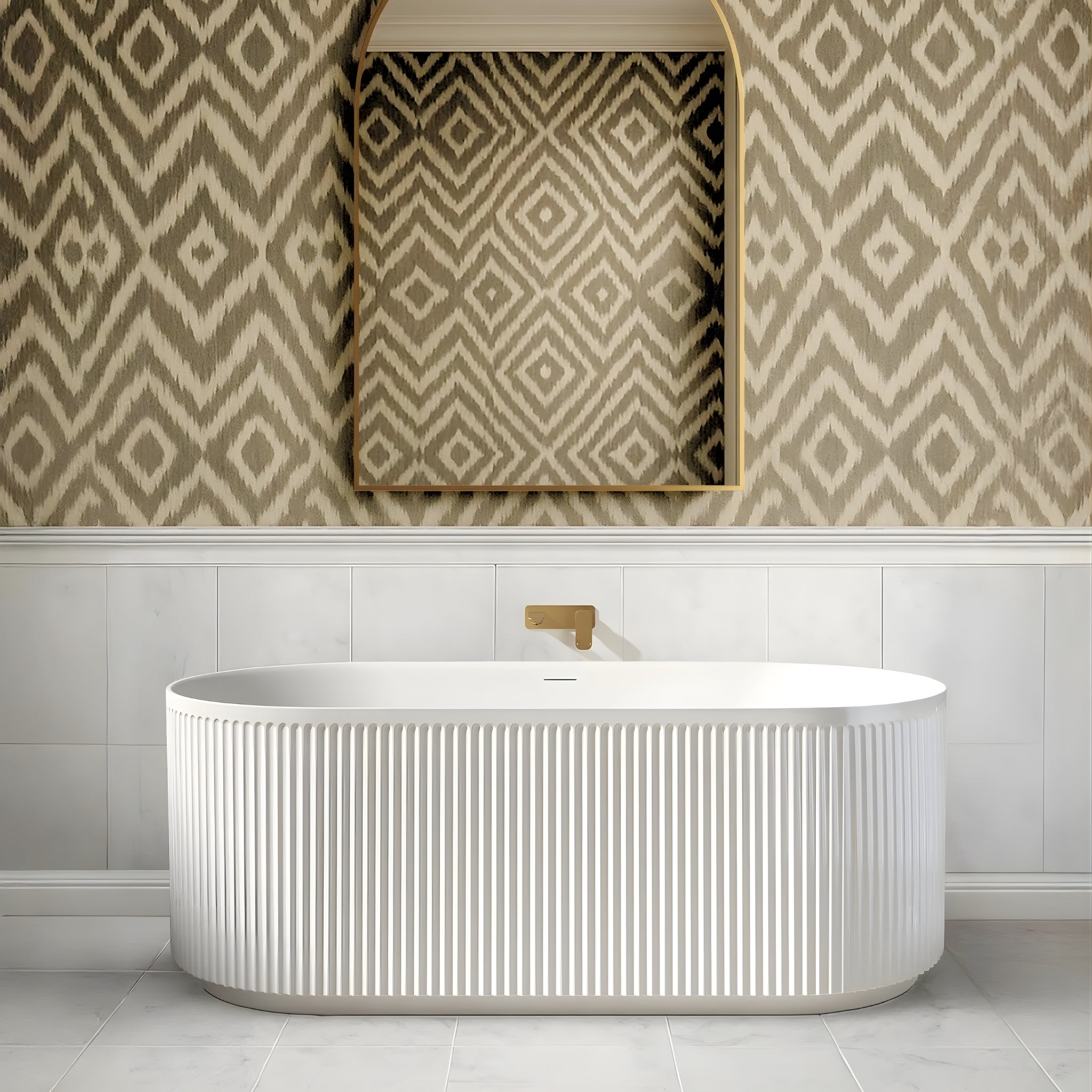 ATTICA HAVANA FLUTED FREESTANDING BATHTUB WITH INTEGRATED OVERFLOW GLOSS WHITE (AVAILABLE IN 1500MM AND 1700MM)