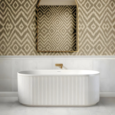 ATTICA HAVANA FLUTED FREESTANDING BATHTUB WITH INTEGRATED OVERFLOW GLOSS WHITE (AVAILABLE IN 1500MM AND 1700MM)