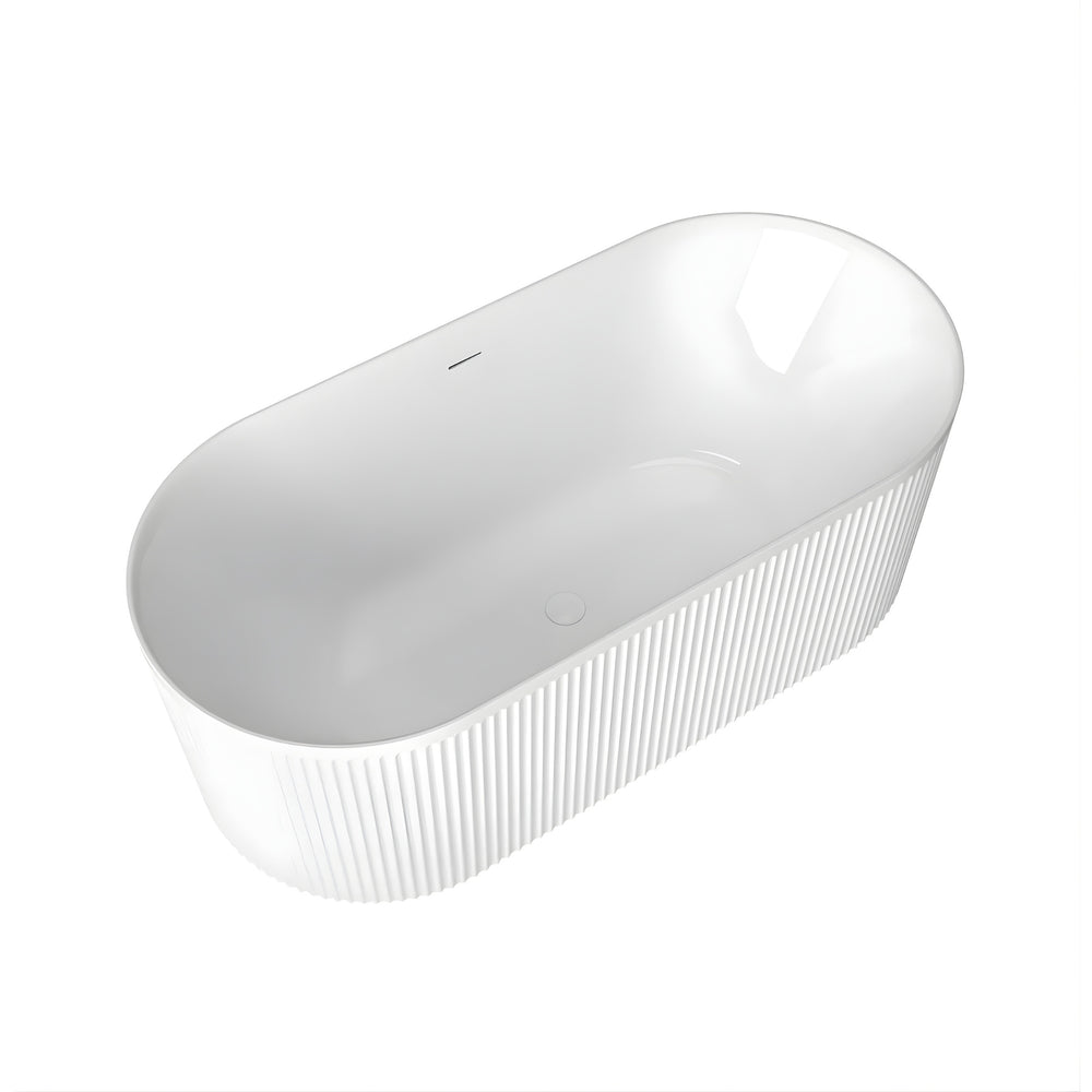ATTICA HAVANA FLUTED FREESTANDING BATHTUB WITH INTEGRATED OVERFLOW GLOSS WHITE (AVAILABLE IN 1500MM AND 1700MM)