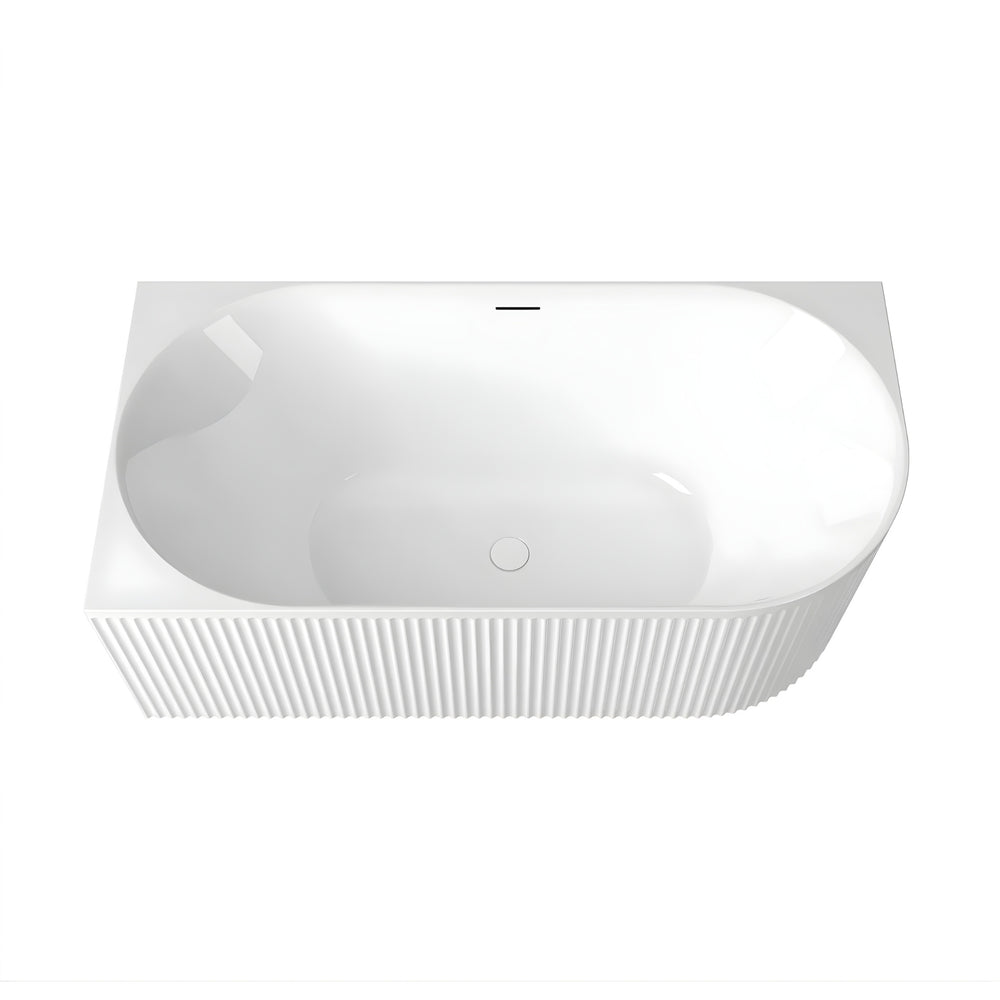 ATTICA HAVANA FLUTED LEFT CORNER BATHTUB WITH OVERFLOW GLOSS WHITE (AVAILABLE IN 1500MM AND 1700MM)