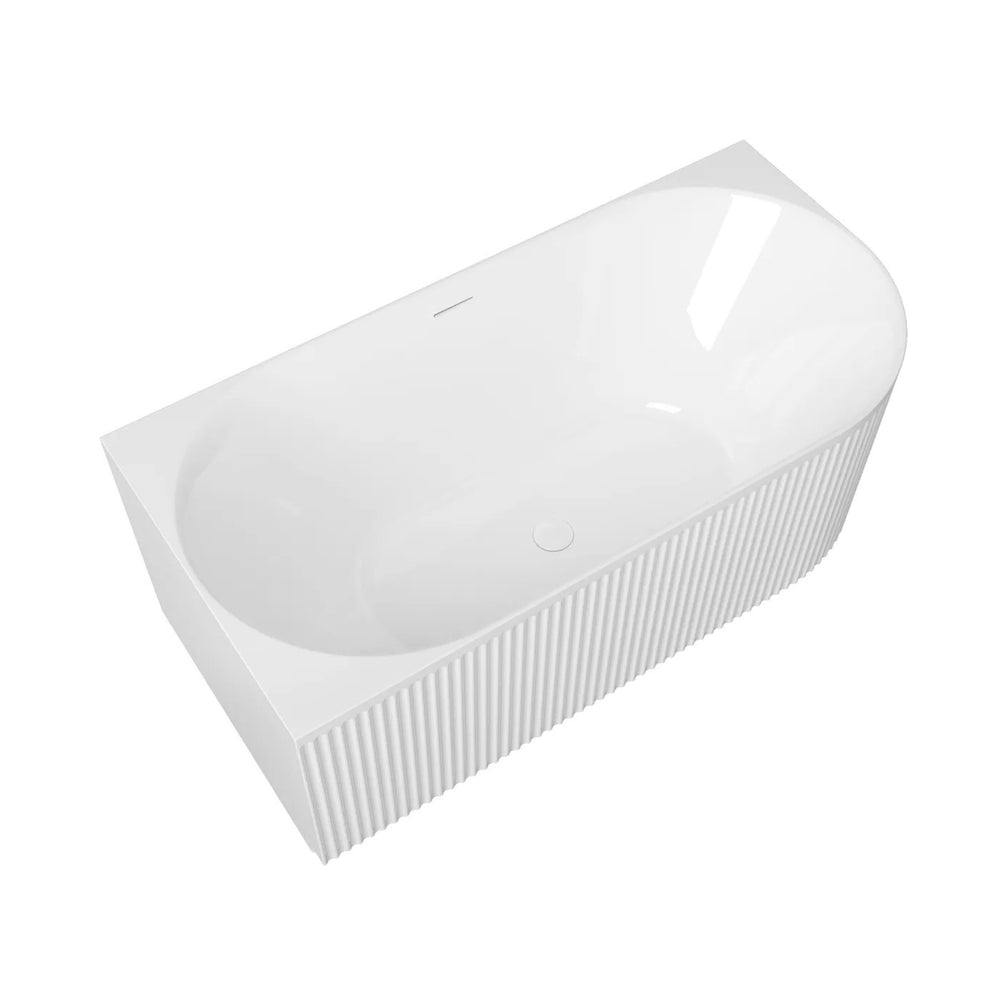 ATTICA HAVANA FLUTED LEFT CORNER BATHTUB WITH OVERFLOW GLOSS WHITE (AVAILABLE IN 1500MM AND 1700MM)