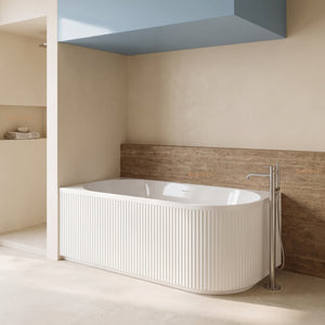 ATTICA HAVANA FLUTED LEFT CORNER BATHTUB WITH OVERFLOW GLOSS WHITE (AVAILABLE IN 1500MM AND 1700MM)