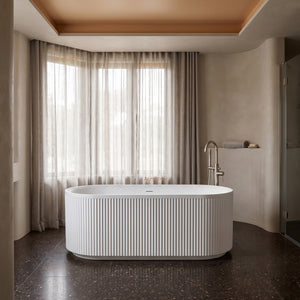 ATTICA HAVANA FLUTED FREESTANDING BATHTUB WITH INTEGRATED OVERFLOW MATTE WHITE (AVAILABLE IN 1500MM AND 1700MM)