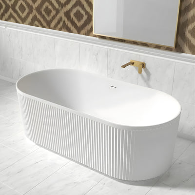 ATTICA HAVANA FLUTED FREESTANDING BATHTUB WITH INTEGRATED OVERFLOW MATTE WHITE (AVAILABLE IN 1500MM AND 1700MM)