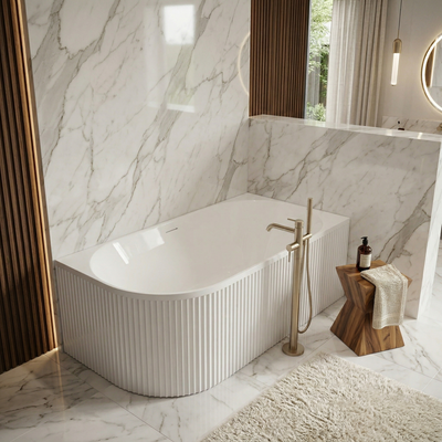 ATTICA HAVANA RIGHT CORNER BATHTUB WITH OVERFLOW GLOSS WHITE (AVAILABLE IN 1500MM AND 1700MM)