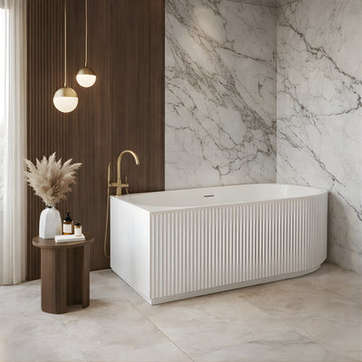 ATTICA HAVANA RIGHT CORNER BATHTUB WITH OVERFLOW GLOSS WHITE 1500MM