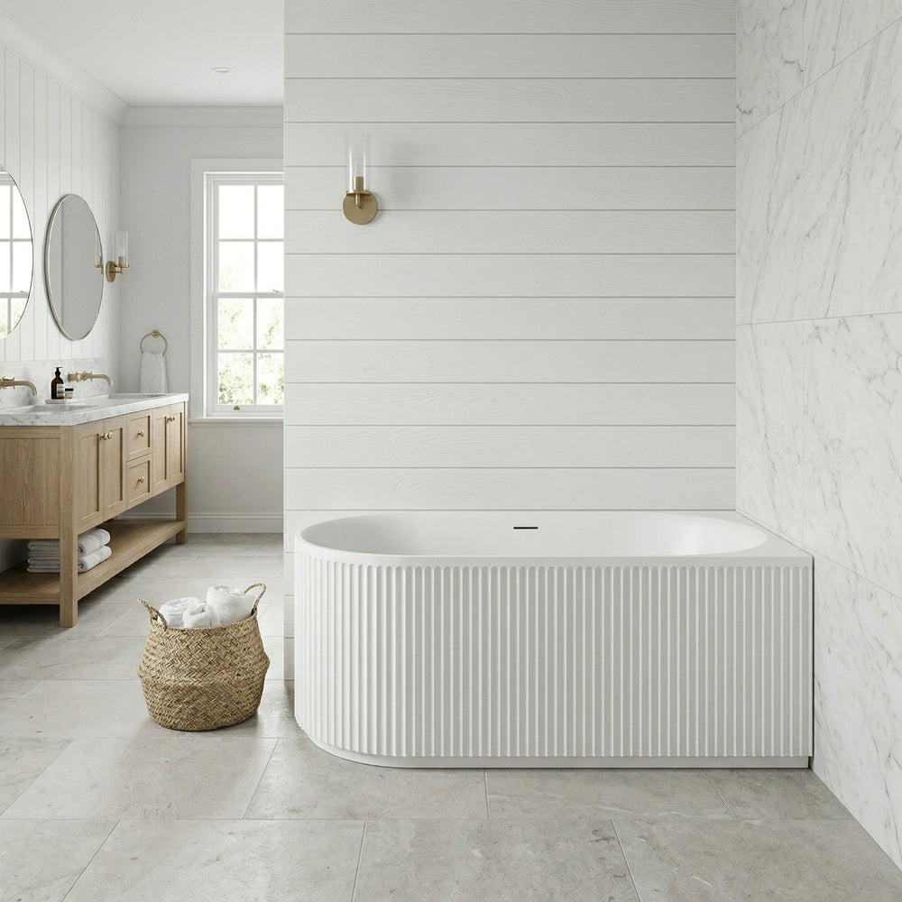 ATTICA HAVANA RIGHT CORNER BATHTUB WITH OVERFLOW MATTE WHITE (AVAILABLE IN 1500MM AND 1700MM)