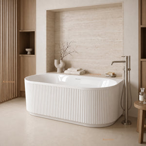 ATTICA HAVANA FLUTED MULTI-FIT BATHTUB WITH INTEGRATED OVERFLOW GLOSS WHITE (AVAILABLE IN 1500MM AND 1700MM)