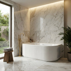 COPY - ATTICA HAVANA FLUTED MULTI-FIT BATHTUB WITH INTEGRATED OVERFLOW GLOSS WHITE (AVAILABLE IN 1500MM AND 1700MM)
